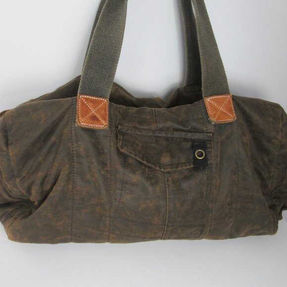 BED STU Vick Canvas Weekender Duffle Shoulder Bag Brown Distressed 20" x 13" - Picture 7 of 9